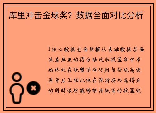 库里冲击金球奖？数据全面对比分析